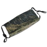 yanfind Idyllic Lake Mountain Daytime Coniferous Tranquil Scenery Mountains Peak Cliff Trees Outdoors Dust Washable Reusable Filter and Reusable Mouth Warm Windproof Cotton Face