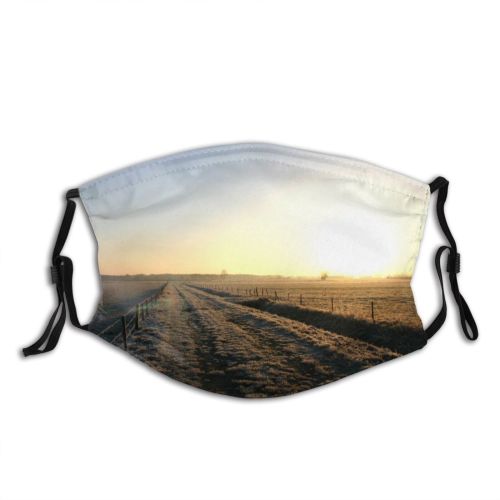 yanfind Winter Sunset Sun Upcoming Landscape Sunlight Sky Horizon Sunrise Morning Sun Ecoregion Dust Washable Reusable Filter and Reusable Mouth Warm Windproof Cotton Face