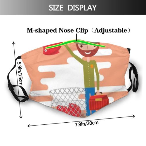 yanfind Isolated Recreation Sport Cute Tool Fisherman Hook Bucket Fishing Hobby Basket Wooden Dust Washable Reusable Filter and Reusable Mouth Warm Windproof Cotton Face