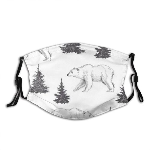 yanfind Isolated Tracing Arctic Life Snow Christmas Cute Nordic Scrapbooking Seamless Winter Wildlife Dust Washable Reusable Filter and Reusable Mouth Warm Windproof Cotton Face