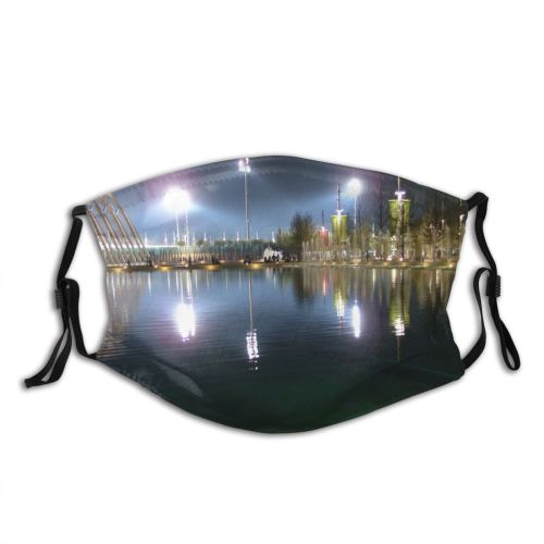 yanfind City Lighting Metropolitan Night Reflection Sky Oaka Light Area River Athens Landmark Dust Washable Reusable Filter and Reusable Mouth Warm Windproof Cotton Face