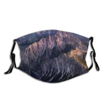 yanfind Idyllic Shot Dawn Mossy Mountain Rock Tranquil Drone Scenery Mountains Peak Wilderness Dust Washable Reusable Filter and Reusable Mouth Warm Windproof Cotton Face
