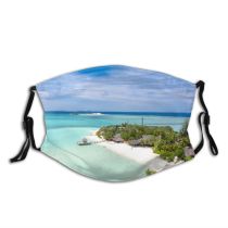 yanfind Idyllic Tropical Coast Vacation Daylight Indian Relaxation Sea Beach Tourism Island Caribbean Dust Washable Reusable Filter and Reusable Mouth Warm Windproof Cotton Face