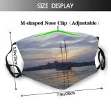 yanfind Tall Cloud Mast Sunset Boat Sunset Sky Vehicle Ship Reflection Calm Boat Dust Washable Reusable Filter and Reusable Mouth Warm Windproof Cotton Face