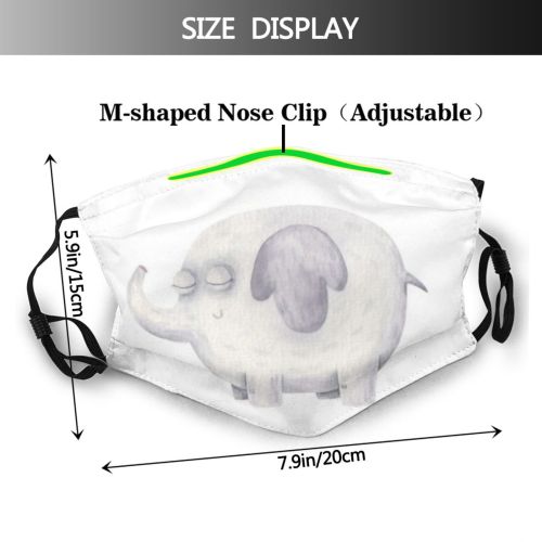 yanfind Isolated Smile Elephant Safari Fashion Little Cute Nursery Wildlife Kid Doodle Child Dust Washable Reusable Filter and Reusable Mouth Warm Windproof Cotton Face