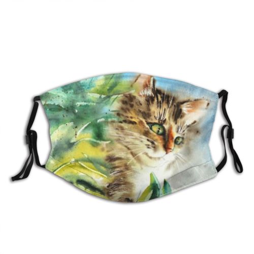 yanfind Abstract Isolated Striped Cat Kitty Cute Colorful Format By Vintage Design Beautiful Dust Washable Reusable Filter and Reusable Mouth Warm Windproof Cotton Face