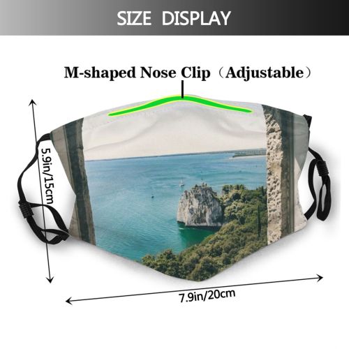 yanfind Idyllic Coast Vacation Daylight Google Sight Sea Beach Tranquil Island Arched Zoom Dust Washable Reusable Filter and Reusable Mouth Warm Windproof Cotton Face