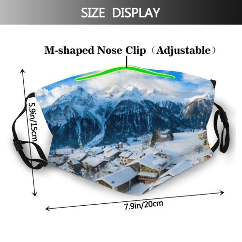 yanfind Drone Ice Swiss Europe Aerial Alps Cabin Hill Range Landscape Point Tranquility Dust Washable Reusable Filter and Reusable Mouth Warm Windproof Cotton Face