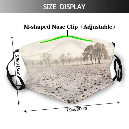 yanfind Row Mist Frozen Fields Snowy Morning Winter Natural Atmospheric Misty Fog Landscape Dust Washable Reusable Filter and Reusable Mouth Warm Windproof Cotton Face
