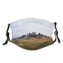 yanfind Field Vineyard Atmospheric Area Rural Sky Romantic Hill Grassland Tuscany Villa Countryside Dust Washable Reusable Filter and Reusable Mouth Warm Windproof Cotton Face