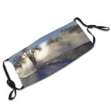 yanfind Winter Landscape Sky River Tree Morning Winter Natural Atmospheric Freezing Snow Steam Dust Washable Reusable Filter and Reusable Mouth Warm Windproof Cotton Face