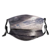 yanfind Winter Horizon Beach Cloud Sea Sky Ocean Beach Daytime Waves Atmosphere Sea Dust Washable Reusable Filter and Reusable Mouth Warm Windproof Cotton Face