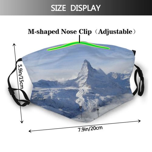 yanfind Swiss Matterhorn Winter Massif Winter Glacier Geological Mountain Sky Snow Mountain Landforms Dust Washable Reusable Filter and Reusable Mouth Warm Windproof Cotton Face