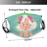 yanfind Cute Colorful Pictures Doodle Beautiful Sweet Wall Girl Profile Happy Photo Flower Dust Washable Reusable Filter and Reusable Mouth Warm Windproof Cotton Face