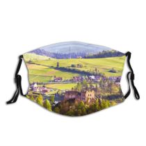 yanfind Castle Architecture Poland Beautiful River Meadow Field Spring Forest Pieniny Czorsztyn Scenic Dust Washable Reusable Filter and Reusable Mouth Warm Windproof Cotton Face