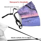 yanfind Winter Purple Sky Horizon Morning Natural Sun Landscape Sky Light Branch Afterglow Dust Washable Reusable Filter and Reusable Mouth Warm Windproof Cotton Face