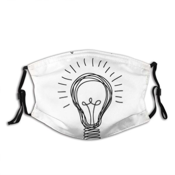 yanfind Childish Invention Lightbulb Brainstorm Chalk Curve Technology Inspiration Abstract Science Simple Thinking Dust Washable Reusable Filter and Reusable Mouth Warm Windproof Cotton Face