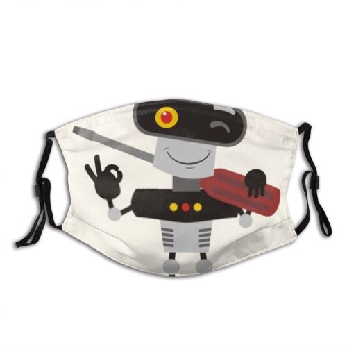 yanfind Isolated Cute Big Engineer Mechanic Technology Design Science Art Cyborg Happy Worker Dust Washable Reusable Filter and Reusable Mouth Warm Windproof Cotton Face