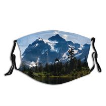 yanfind Lake Calm Greenery Evergreen Tranquil Scenery Mountains Rural Trees Outdoors Peaceful Placid Dust Washable Reusable Filter and Reusable Mouth Warm Windproof Cotton Face