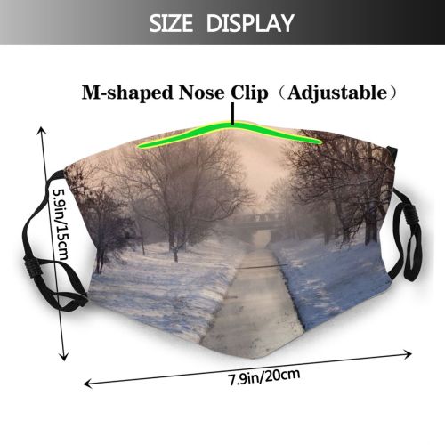 yanfind Winter Frozen Xmas Frost Hill Christmas December Morning Winter Natural Atmospheric Landscape Dust Washable Reusable Filter and Reusable Mouth Warm Windproof Cotton Face