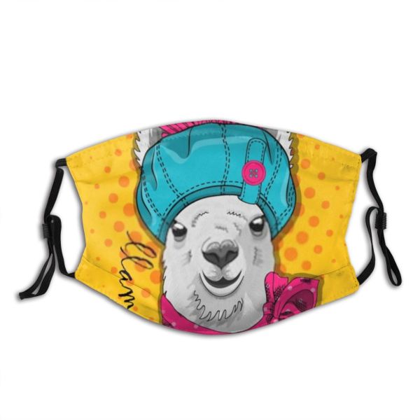 yanfind Elegant Picture Cute Imagery Cap Wildlife Attire Cloth Elegance Llama Foal Design Dust Washable Reusable Filter and Reusable Mouth Warm Windproof Cotton Face