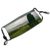 yanfind Idyllic Sit Calm Rock Clouds Scenery Mountains Wanderlust Grass Dark Outdoors Sky Dust Washable Reusable Filter and Reusable Mouth Warm Windproof Cotton Face