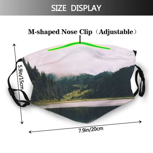 yanfind Lake Daylight Calm Reflections Pine Reservoir Mountain Forest Clouds River Scenery Conifer Dust Washable Reusable Filter and Reusable Mouth Warm Windproof Cotton Face