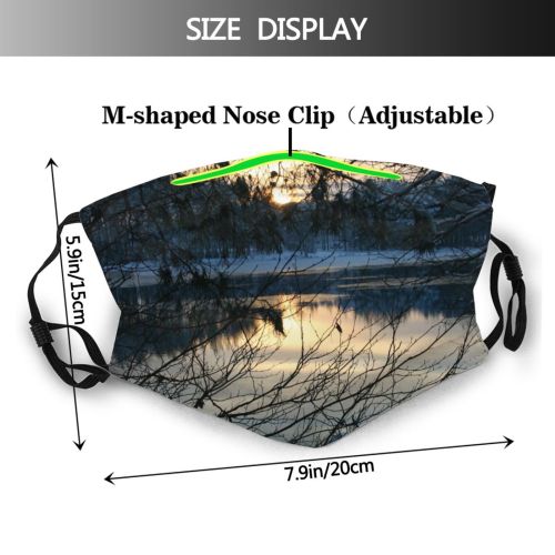 yanfind Winter Landscape Reflection Sky Tree Branch Morning Natural Winter Dust Washable Reusable Filter and Reusable Mouth Warm Windproof Cotton Face