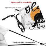 yanfind Calligraphy Isolated Halloween International Cat Cute Pictures Vintage Design Modern Pet Cats Dust Washable Reusable Filter and Reusable Mouth Warm Windproof Cotton Face