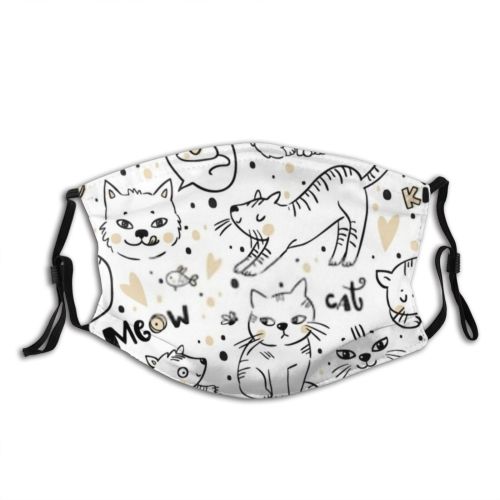 yanfind Lovely Young Handdrawn Cat Meow Cute Comic Mascot Friendly Seamless Muzzle Vet Dust Washable Reusable Filter and Reusable Mouth Warm Windproof Cotton Face