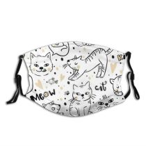 yanfind Lovely Young Handdrawn Cat Meow Cute Comic Mascot Friendly Seamless Muzzle Vet Dust Washable Reusable Filter and Reusable Mouth Warm Windproof Cotton Face