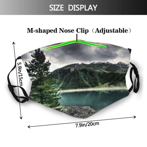 yanfind Idyllic Lake Calm Pine Forest Clouds Tranquil Scenery Mountains Beautiful Leaves Valley Dust Washable Reusable Filter and Reusable Mouth Warm Windproof Cotton Face