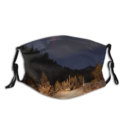 yanfind Night Snowy Silence Sky Field Winter Quiet Xmas Silent Snow Sky Fields Dust Washable Reusable Filter and Reusable Mouth Warm Windproof Cotton Face