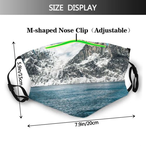 yanfind Ice Glacier Lake Daylight Frost Frosty Mountain Snowy Icy Clouds Daytime Frozen   Dust Washable Reusable Filter and Reusable Mouth Warm Windproof Cotton Face