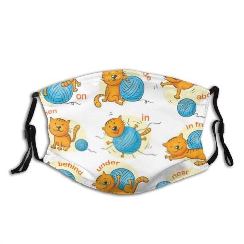yanfind Aid Foreign Language Cat English Colorful Place Prepositions Above Vocabulary Under Ball Dust Washable Reusable Filter and Reusable Mouth Warm Windproof Cotton Face