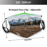 yanfind Grass Range Landscape Autumn Tranquility Peak Scene Snow Snowcapped Sky Western Scenics Dust Washable Reusable Filter and Reusable Mouth Warm Windproof Cotton Face