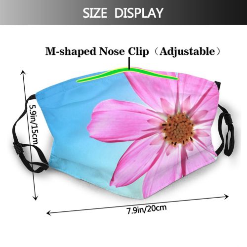yanfind Plant Cosmos Sky Brightness Flower Garden Flower Love Plant Magenta Daisy Family Dust Washable Reusable Filter and Reusable Mouth Warm Windproof Cotton Face