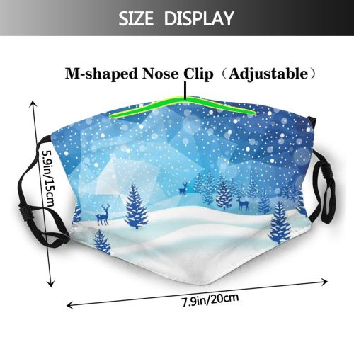 yanfind Ice Zigzag Design Frost Defocused Star Landscape Reindeer Polar Tree Night Snow Dust Washable Reusable Filter and Reusable Mouth Warm Windproof Cotton Face