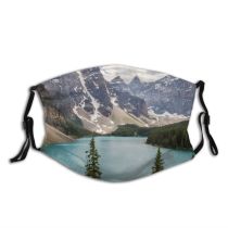 yanfind Ice Glacier Lake Daylight Frosty Mountain Clouds Evergreen River Scenery Majestic Mountains Dust Washable Reusable Filter and Reusable Mouth Warm Windproof Cotton Face