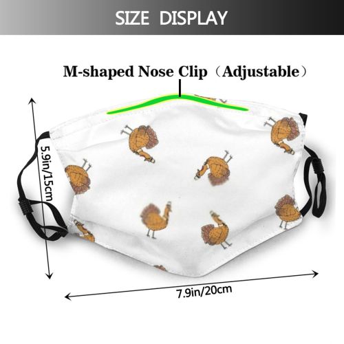 yanfind Isolated Pilgrim Farm Bird Thanksgiving Comic Feather Seamless Dinner Fall Doodle Wings Dust Washable Reusable Filter and Reusable Mouth Warm Windproof Cotton Face