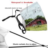 yanfind Rural Grassland Barn Ranch Landscape Lot Barn Grass Area Pasture Scene Land Dust Washable Reusable Filter and Reusable Mouth Warm Windproof Cotton Face