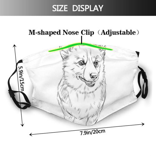 yanfind Isolated Fur Young Cute Dog Puppy Pedigree Welsh Vintage Design Face Ears Dust Washable Reusable Filter and Reusable Mouth Warm Windproof Cotton Face