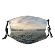 yanfind Frost Dramatic Grass Sunset Landscape Frozen Tranquility Agriculture Rural Scene Sky Agricultural Dust Washable Reusable Filter and Reusable Mouth Warm Windproof Cotton Face