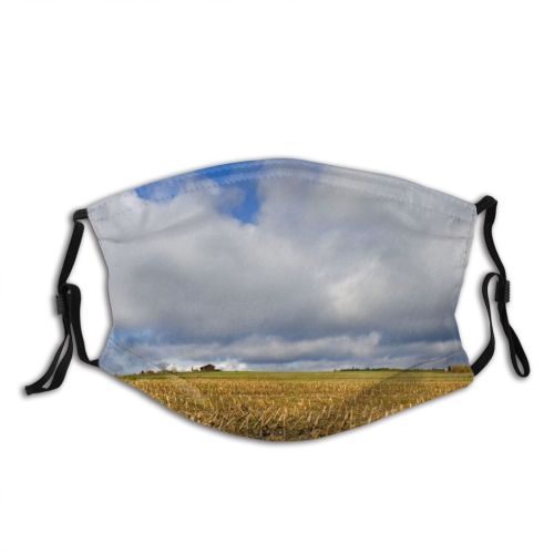 yanfind Field Sky Field Natural Sun Autumn Cloud Landscape Sky Clouds Lane Grassland Dust Washable Reusable Filter and Reusable Mouth Warm Windproof Cotton Face