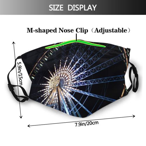 yanfind Night Tourist Amusement Fun Bangkok Lumbini Ferris Night Ride System Recreation Wheel Dust Washable Reusable Filter and Reusable Mouth Warm Windproof Cotton Face