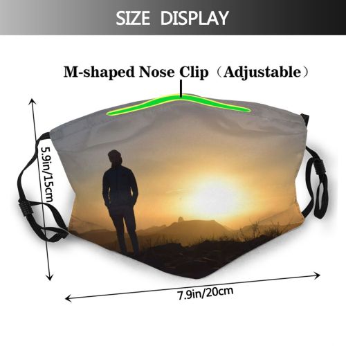 yanfind Idyllic Sunset Evening Dawn Mountain Backlit Scenery Sun Grass Desert Outdoors Sky Dust Washable Reusable Filter and Reusable Mouth Warm Windproof Cotton Face