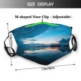 yanfind Lake Sunset Bali Evening Dawn Sea Clouds Watercrafts Beach Sun Beautiful Dark Dust Washable Reusable Filter and Reusable Mouth Warm Windproof Cotton Face