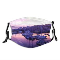 yanfind Marina Harbor Marina Boats Sunset Sky Sky Reflection Dock Boat Yachts Port Dust Washable Reusable Filter and Reusable Mouth Warm Windproof Cotton Face