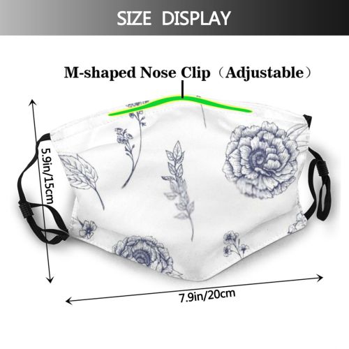 yanfind  Spring Flower Stylized Garden Grass Forget Plant Retro Cute Rose Design Dust Washable Reusable Filter and Reusable Mouth Warm Windproof Cotton Face
