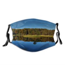 yanfind HDR Resources Sky Lake Natural Autumn Cloud Landscape Reflection Sky Forrest Island Dust Washable Reusable Filter and Reusable Mouth Warm Windproof Cotton Face